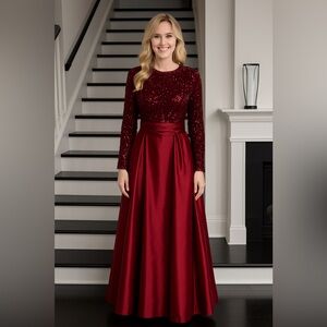 Elegant Burgundy Evening Dress